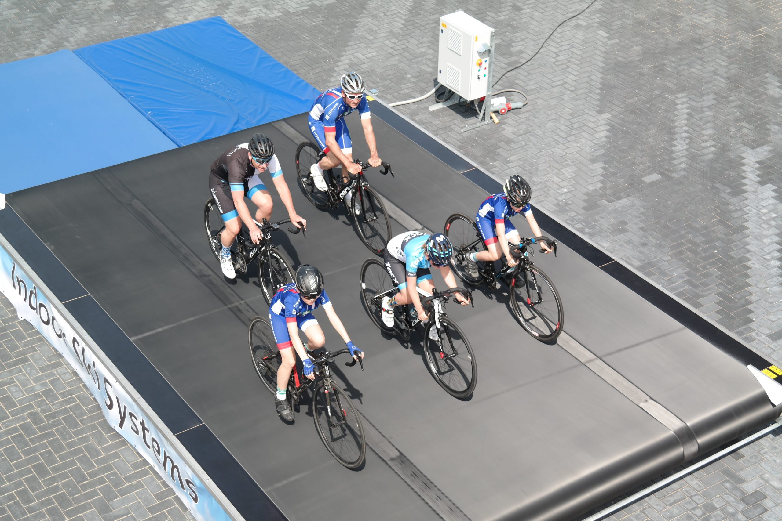 group training on Custom-built cycling simulator